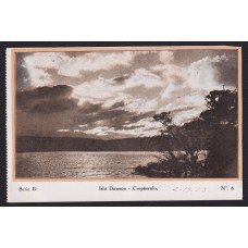 TIERRA DEL FUEGO TARJETA POSTAL DEL CAP POLONIO CON MATASELLO A BORDO DEL BARCO DE HSDG CON VISTA ISLA DAWSON PATAGONIA